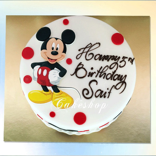 Mickey White Dress Half Birthday Cake | Order Online at Bakers' Fun
